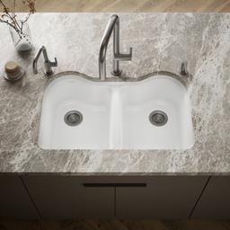 Hartland 33'' undermount double-bowl kitchen sink - White - image 2