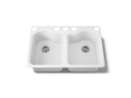 Hartland 33'' undermount double-bowl kitchen sink - White - image 1