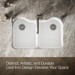 Hartland 33'' undermount double-bowl kitchen sink - White - image 4