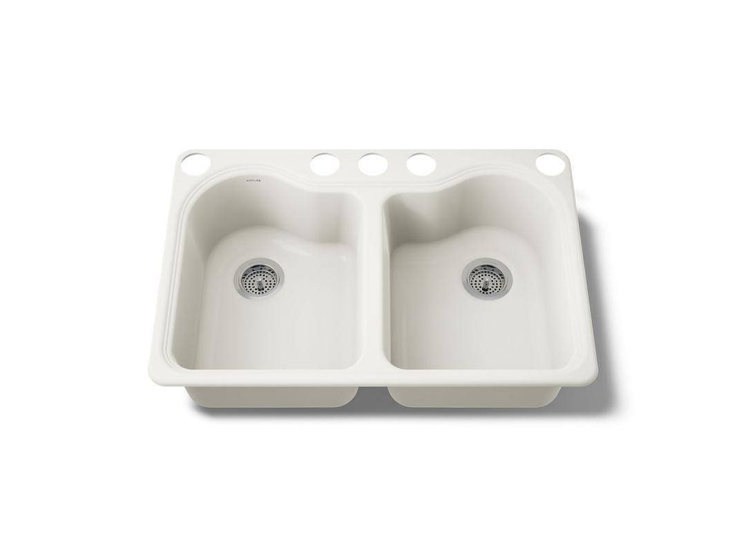 Hartland 33'' undermount double-bowl kitchen sink - Biscuit by Kohler