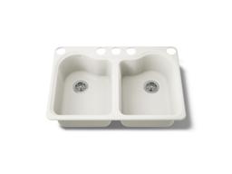 Hartland 33'' undermount double-bowl kitchen sink - Biscuit - image 1