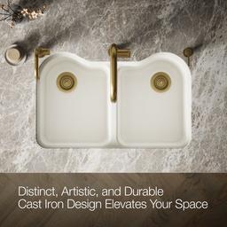 Hartland 33'' undermount double-bowl kitchen sink - Biscuit - image 4