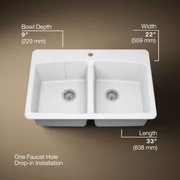 BrookfieldE 33'' top-mount double-bowl kitchen sink - image 3
