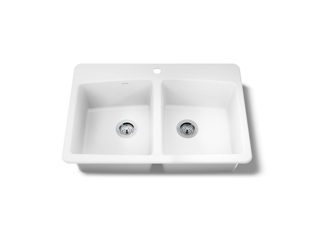 BrookfieldE 33'' top-mount double-bowl kitchen sink by Kohler