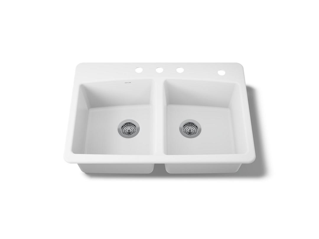 BrookfieldE 33'' top-mount double-bowl kitchen sink by Kohler