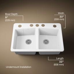 BrookfieldE 33'' undermount double-bowl kitchen sink - image 3