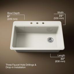 Riverby 33'' top-mount single-bowl workstation kitchen sink - image 3