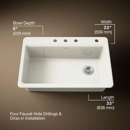 Riverby 33'' top-mount single-bowl workstation kitchen sink - image 3