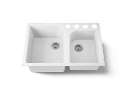 Executive ChefE 33'' undermount double-bowl kitchen sink - White - image 1