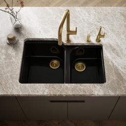 Executive ChefE 33'' undermount double-bowl kitchen sink - Black - image 2