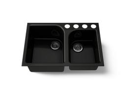 Executive ChefE 33'' undermount double-bowl kitchen sink - Black - image 1