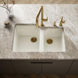 Executive ChefE 33'' undermount double-bowl kitchen sink - Biscuit - image 2