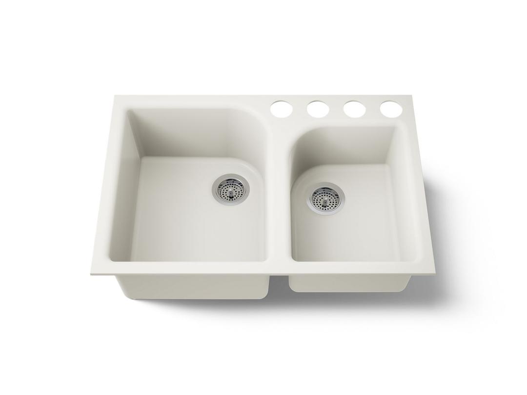 Executive ChefE 33'' undermount double-bowl kitchen sink - Biscuit by Kohler