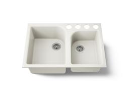 Executive ChefE 33'' undermount double-bowl kitchen sink - Biscuit - image 1