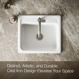 Kohler Mayfielde 25'' Top-mount Single-bowl Kitchen Sink - White - image 4