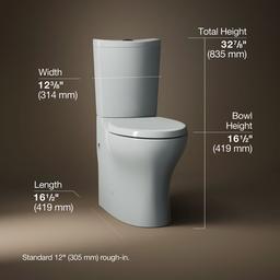 Kohler Persuade Curv Two-piece elongated toilet with skirted trapway, dual-flush - Ice Grey - image 3