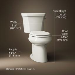 Highline Two-piece elongated toilet, dual-flush - Biscuit - image 3