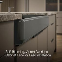 Whitehaven Smart Divide 35-1/2'' undermount double-bowl farmhouse kitchen sink with short apron - Thunder Grey - image 4