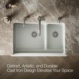 Whitehaven Smart Divide 35-1/2'' undermount double-bowl farmhouse kitchen sink with short apron - Sea Salt - image 3