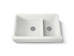 Whitehaven Smart Divide 35-1/2'' undermount double-bowl farmhouse kitchen sink with short apron - Dune - image 1