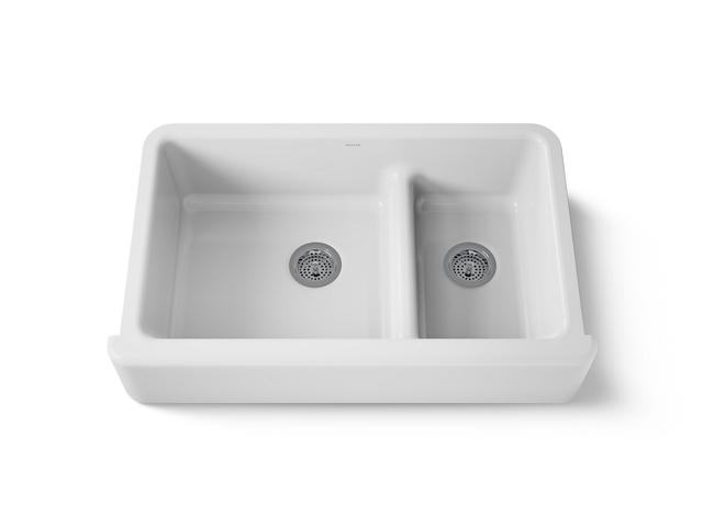 Whitehaven Smart Divide 35-3/4'' undermount double-bowl farmhouse kitchen sink - Thunder Grey