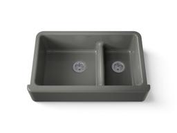 Whitehaven Smart Divide 35-3/4'' undermount double-bowl farmhouse kitchen sink - Thunder Grey - image 1