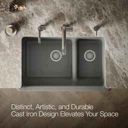 Whitehaven Smart Divide 35-3/4'' undermount double-bowl farmhouse kitchen sink - Thunder Grey - image 4