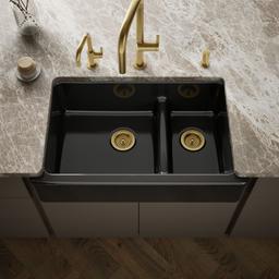 Whitehaven Smart Divide 35-3/4'' undermount double-bowl farmhouse kitchen sink - Black - image 2