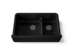 Whitehaven Smart Divide 35-3/4'' undermount double-bowl farmhouse kitchen sink - Black - image 1