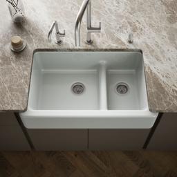 Whitehaven Smart Divide 35-3/4'' undermount double-bowl farmhouse kitchen sink - Ice Grey - image 2