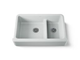 Whitehaven Smart Divide 35-3/4'' undermount double-bowl farmhouse kitchen sink - Ice Grey - image 1