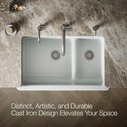 Whitehaven Smart Divide 35-3/4'' undermount double-bowl farmhouse kitchen sink - Ice Grey - image 4