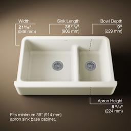 Whitehaven Smart Divide 35-3/4'' undermount double-bowl farmhouse kitchen sink - Biscuit - image 3
