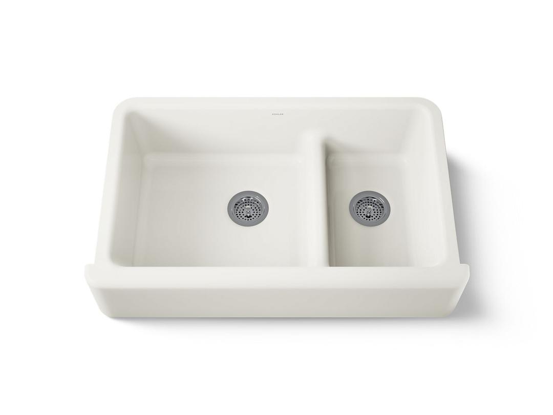 Whitehaven Smart Divide 35-3/4'' undermount double-bowl farmhouse kitchen sink - Biscuit by Kohler