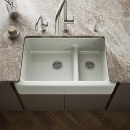 Whitehaven Smart Divide 35-3/4'' undermount double-bowl farmhouse kitchen sink - Sea Salt - image 2