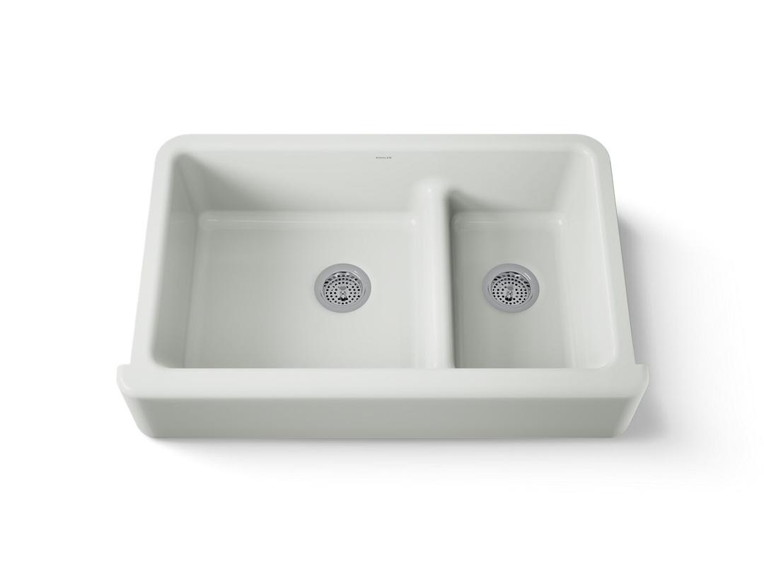 Whitehaven Smart Divide 35-3/4'' undermount double-bowl farmhouse kitchen sink - Sea Salt by Kohler