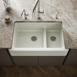 Whitehaven Smart Divide 35-3/4'' undermount double-bowl farmhouse kitchen sink - Dune - image 2