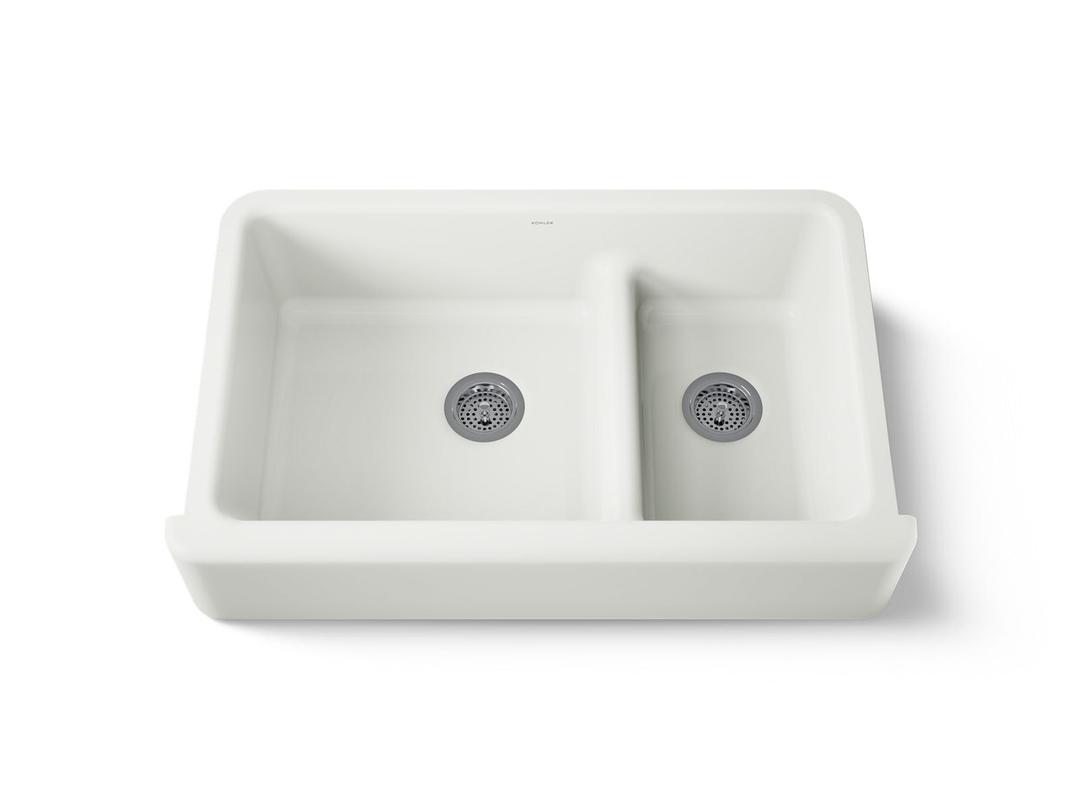Whitehaven Smart Divide 35-3/4'' undermount double-bowl farmhouse kitchen sink - Dune by Kohler
