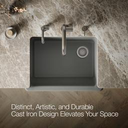 Kohler Whitehaven Farmhouse Sink | 29-1/2 Inch | Single Bowl | Short Apron - Thunder Grey - image 4