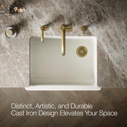 Kohler Whitehaven Farmhouse Sink | 29-1/2 Inch | Single Bowl | Short Apron - Biscuit - image 4