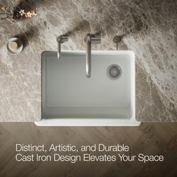 Kohler Whitehaven Farmhouse Sink | 29-1/2 Inch | Single Bowl | Short Apron - Sea Salt - image 4