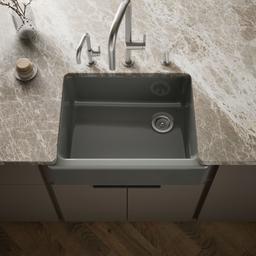 Kohler Whitehaven Farmhouse Sink | 29-3/4 Inch | Single Bowl | Tall Apron - Thunder Grey - image 2