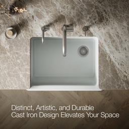 Kohler Whitehaven Farmhouse Sink | 29-3/4 Inch | Single Bowl | Tall Apron - Ice Grey - image 4