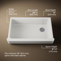 Kohler Whitehaven Farmhouse Sink | 35-1/2 Inch | Single Bowl | Short Apron - White - image 3