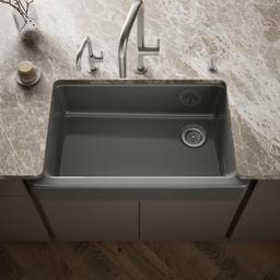 Kohler Whitehaven Farmhouse Sink | 35-1/2 Inch | Single Bowl | Short Apron - Thunder Grey - image 2