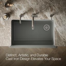 Kohler Whitehaven Farmhouse Sink | 35-1/2 Inch | Single Bowl | Short Apron - Thunder Grey - image 4