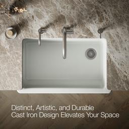 Kohler Whitehaven Farmhouse Sink | 35-1/2 Inch | Single Bowl | Short Apron - Sea Salt - image 4