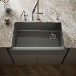 Kohler Whitehaven Farmhouse Sink | 35-3/4 Inch | Single Bowl | 36 Inch Min Cabinet - Thunder Grey - image 2