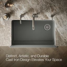 Kohler Whitehaven Farmhouse Sink | 35-3/4 Inch | Single Bowl | 36 Inch Min Cabinet - Thunder Grey - image 4