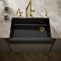 Kohler Whitehaven Farmhouse Sink | 35-3/4 Inch | Single Bowl | 36 Inch Min Cabinet - Black - image 2